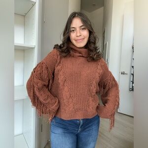 Burnt orange knit sweatshirt - L